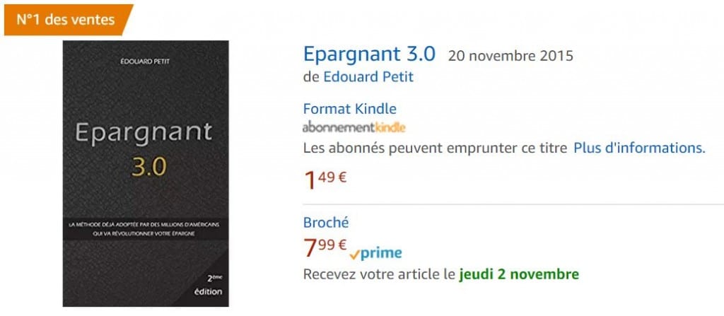 Epaargnant 3.0, le livre sur la gestion passive N°1 des ventes sur Amazon